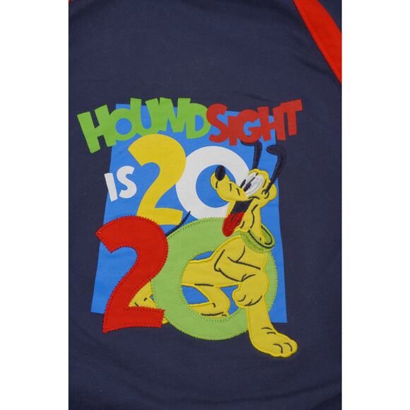 Disney Parks Pluto Hoodie XS 6A “HOUNDsight is 20/20” Navy Red Kids Pullover - Picture 3 of 4